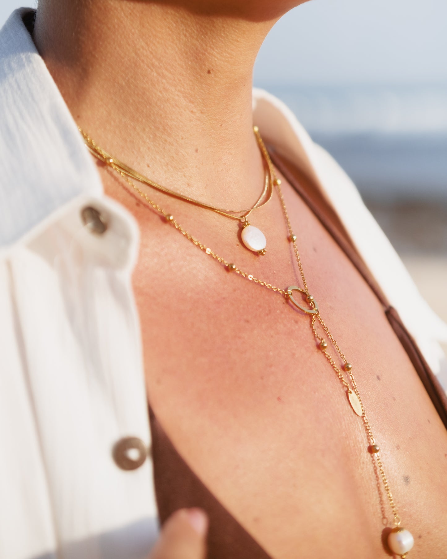 Y-Shaped Pearl Necklace