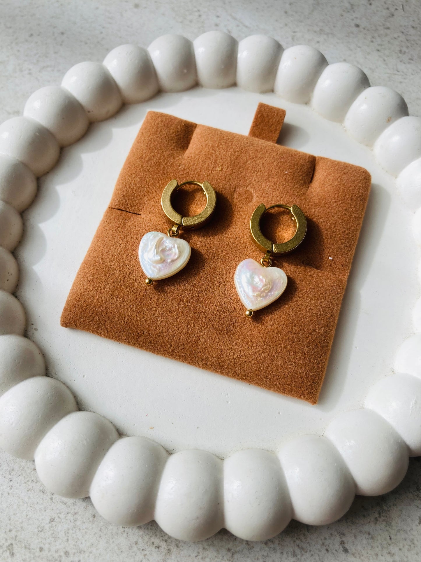 Heart Shaped Pearl Earrings