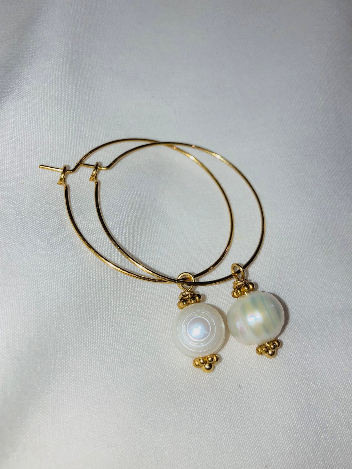 Round Pearl Hoops